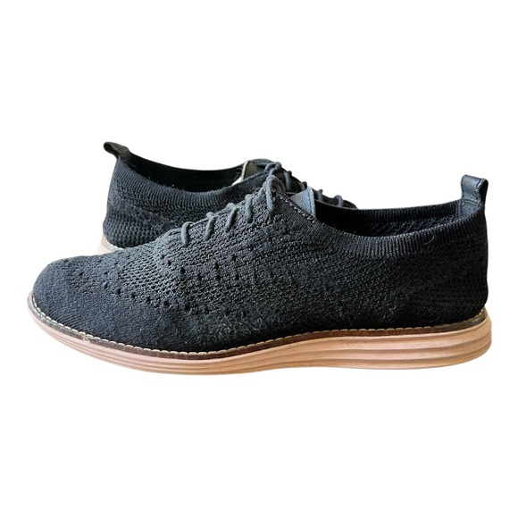 Cole‎ Haan Sneaker Shoes Men's 8B Originalgrand Lace Up Knit Casual Black 212850 - Picture 1 of 16